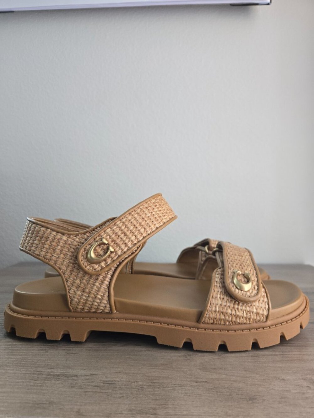 COACH Brynn Straw Open Toe Casual Sandals Natural Size 11B - Picture 5 of 16